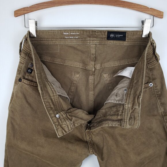 AG Adriano Goldschmied Tellis Modern Slim Casual Pants Dark Khaki Mens Size 30 - Picture 5 of 9